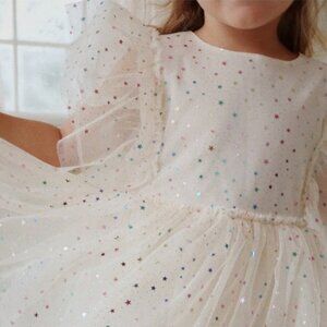 Konges Sløjd ada sand fairy dress rainbow glitter star with tulle frill